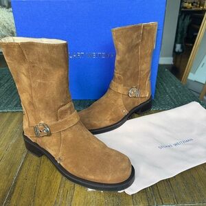 Stuart Weitzman brown pull on bootie leather boot
